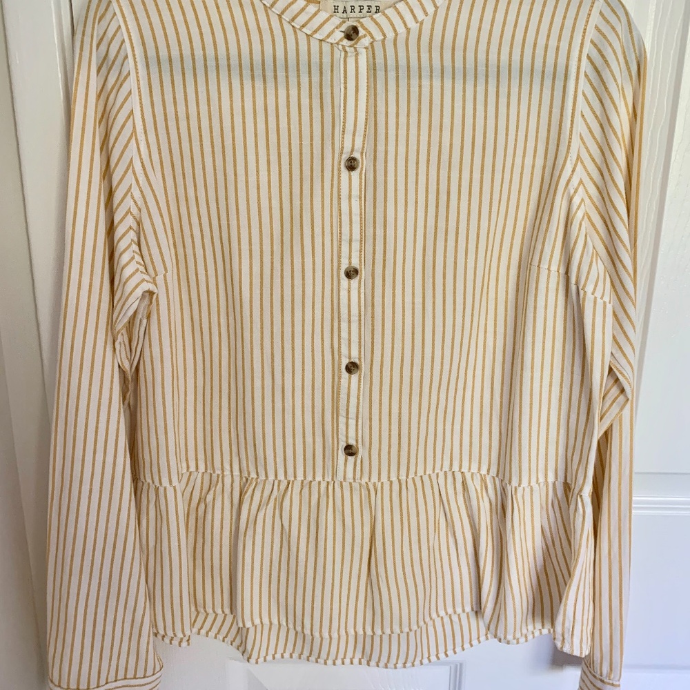 Francesca's harper- yellow and white blouse